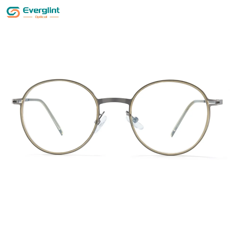  Trendy Retro Round Metal Front Titanium Temple Optical EGM15129