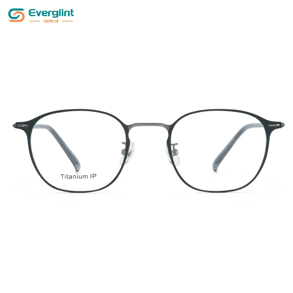 Sleek Refined Metal Front Titanium Temple Optical EGM15115