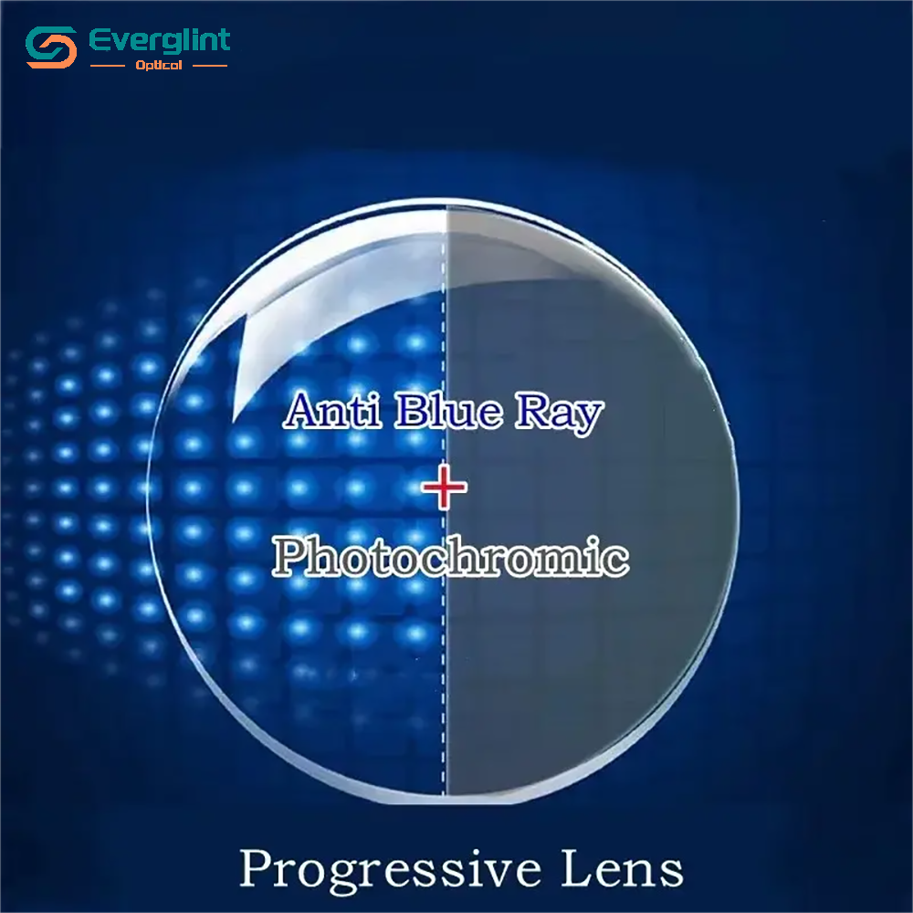 Photochromic Progressive+Anti-blue Light Clarity Anti-scratch Quality Wide Field Multifocal Lens 1.5