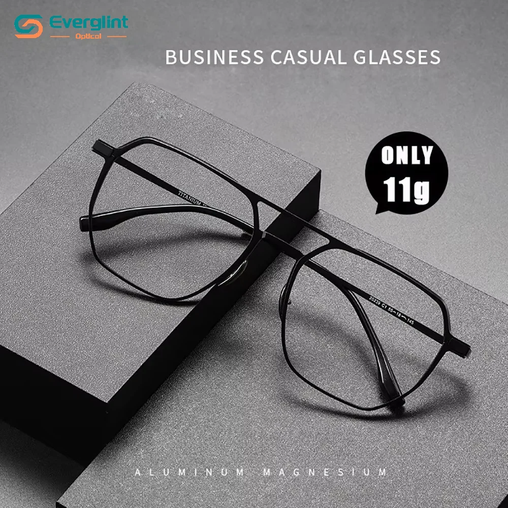 EG36 Business Aluminum Large Titanium Frame Causual Reading Glasses Anti-Blue Light Customizable Pre