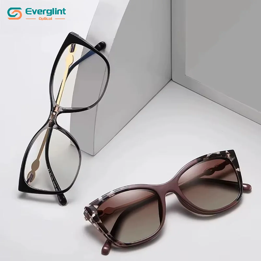 EG39 Magnet Clip On Optical Myopia Glasses Women Driving Polarized Sunglasses Anti-Blue Lens Prescri